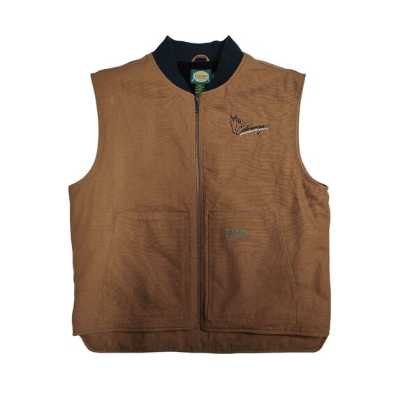 Cabelas Dark Khaki Canvas Vest Mens Size L - Picture 1 of 6
